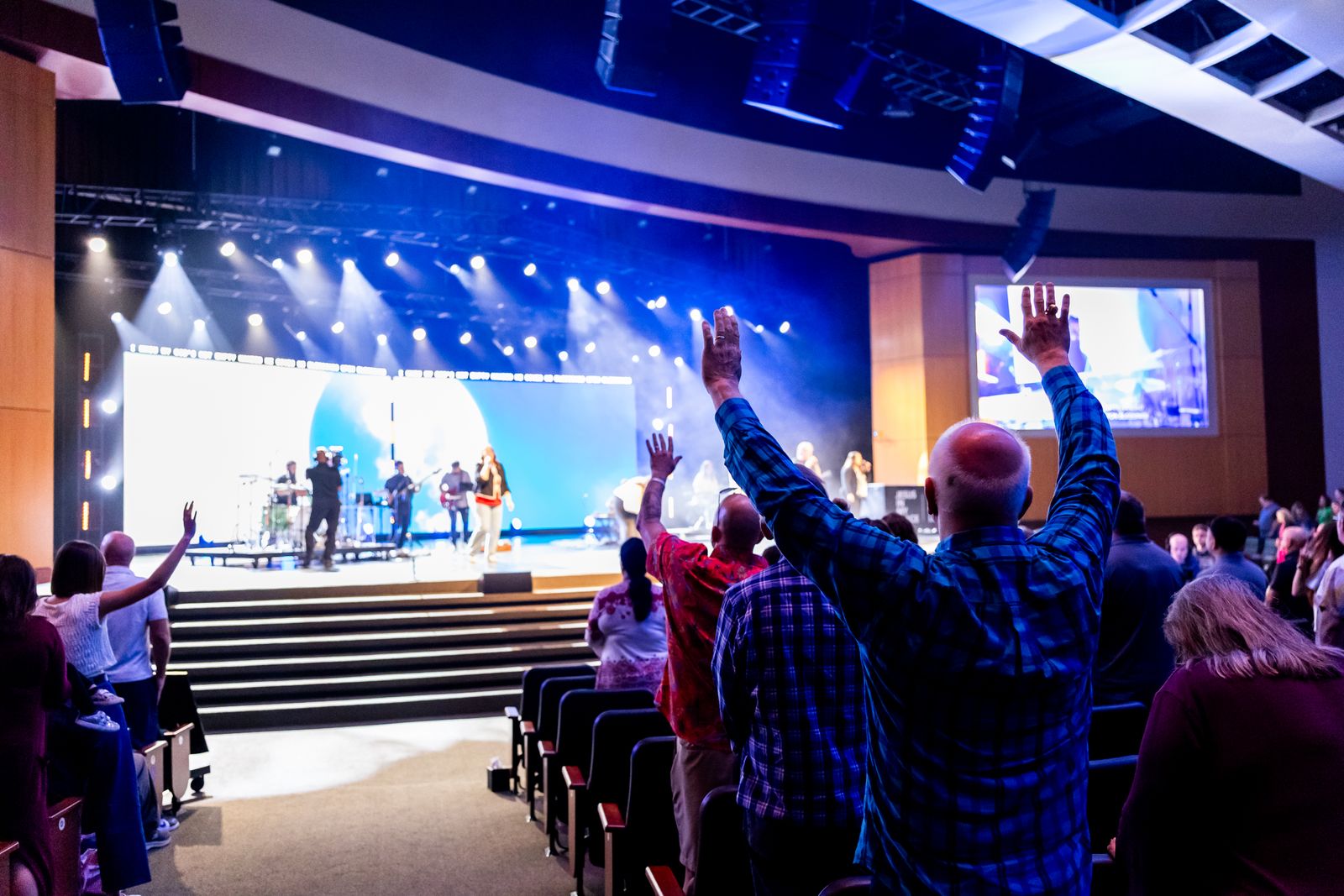 Congregation engaged in a worship service