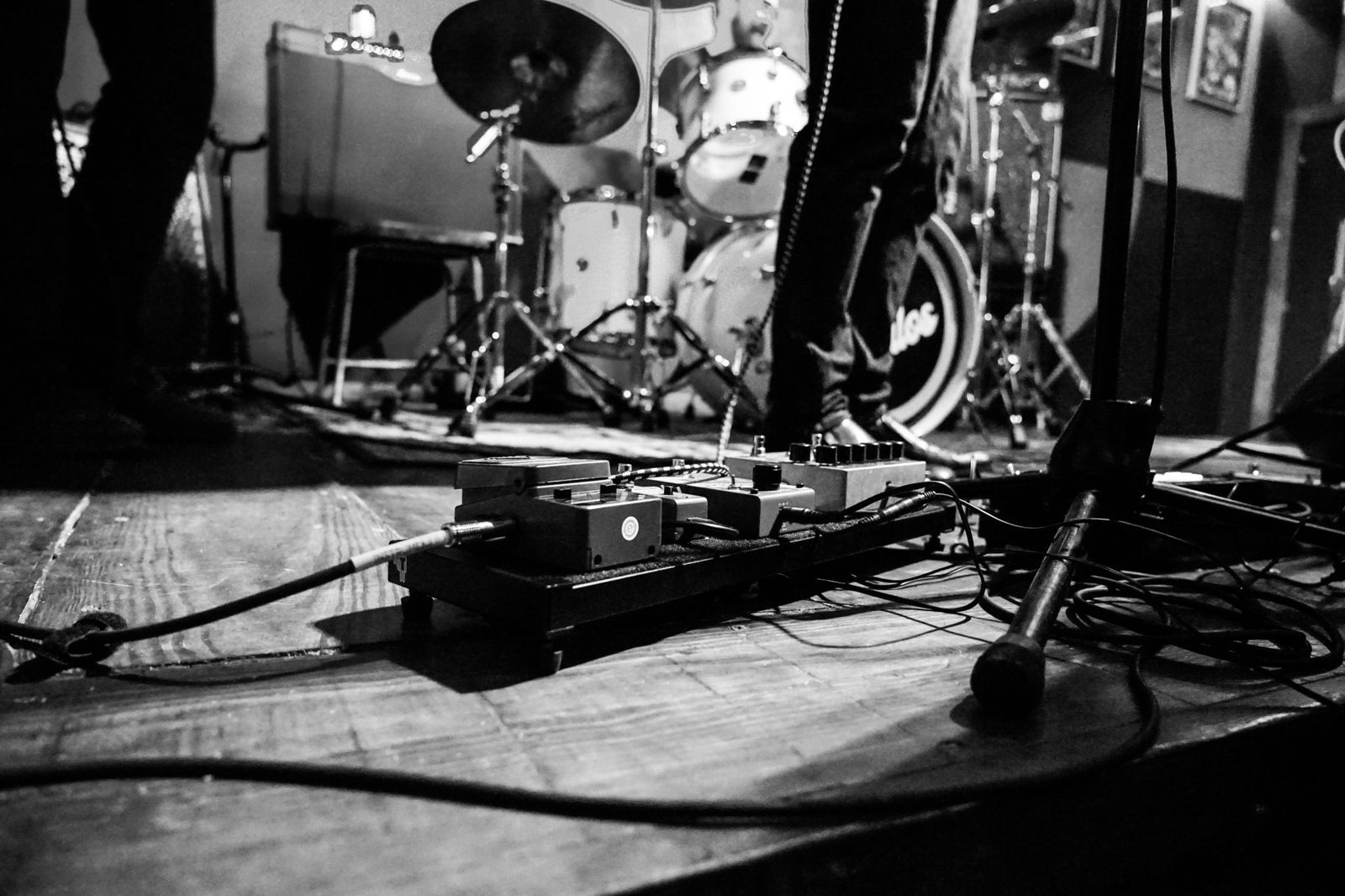 Drum kit on a worship stage during a live service in Mt Shasta, California